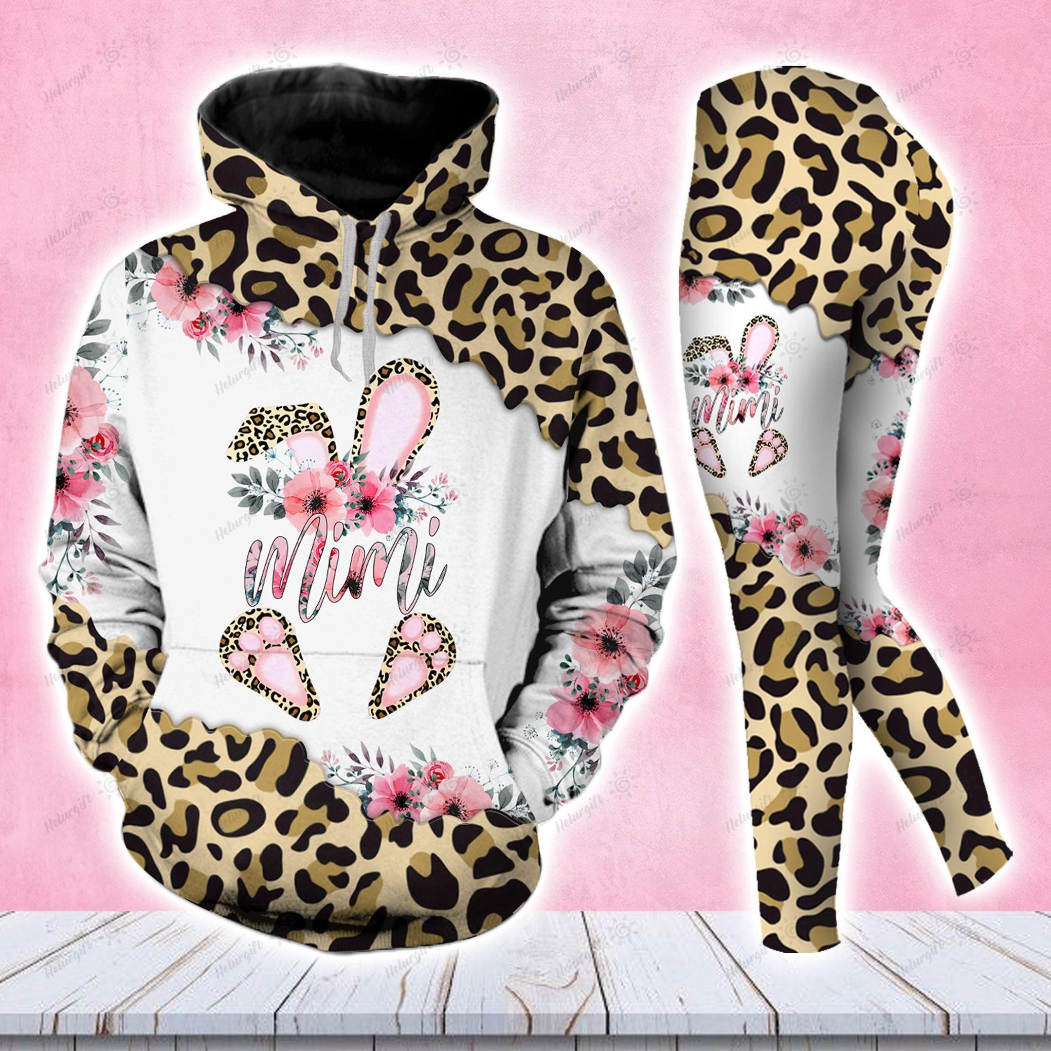 Mimi Bunny Easter Leopard Hoodie Set