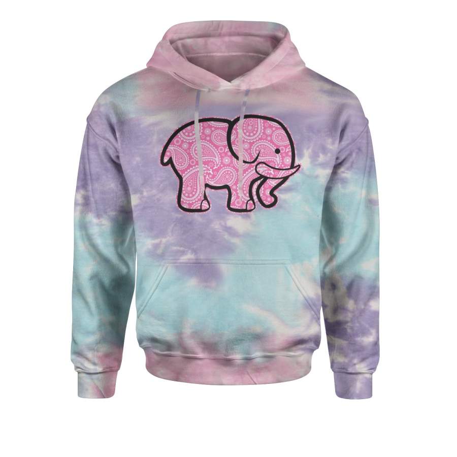 Pink Paisley Elephant Tie-Dye Youth-Sized Hoodie