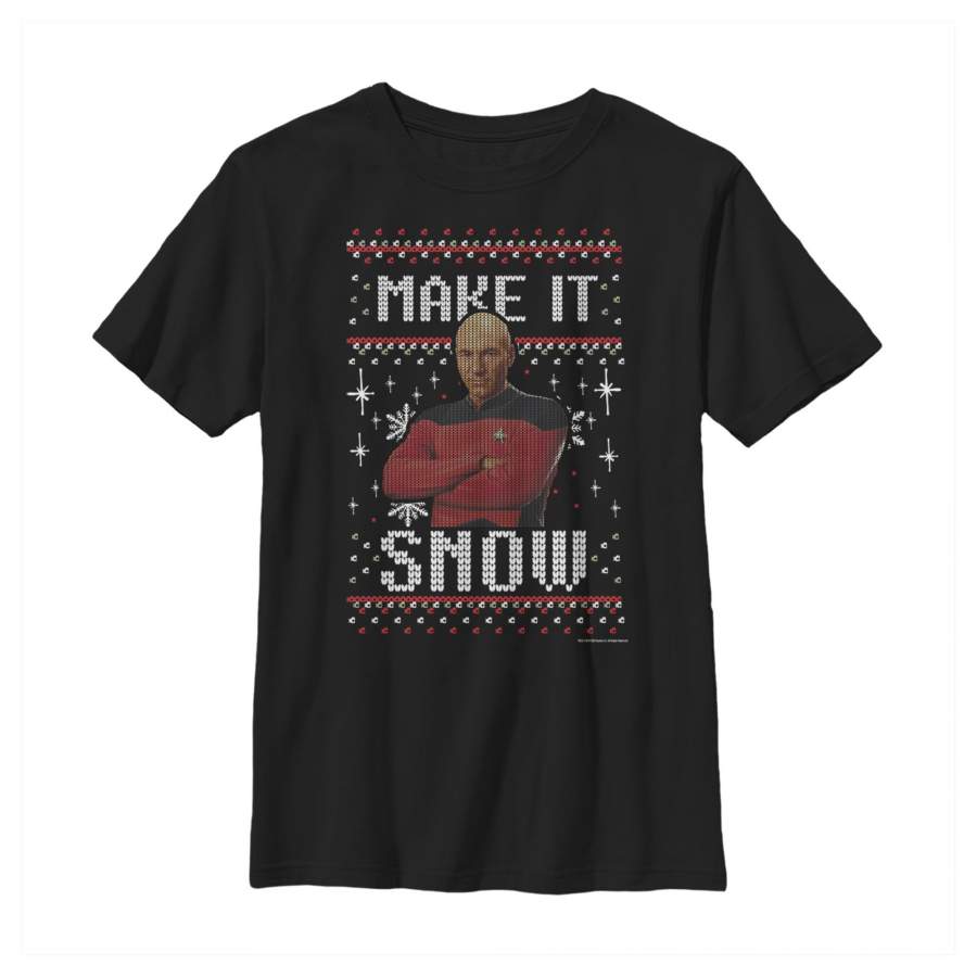 Star Trek Boy’s Christmas Next Generation Make It Snow  T Shirt