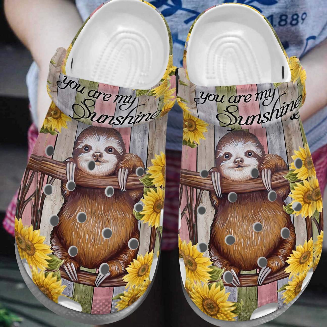 Sloth Personalized Clog, Custom Name, Text, Color, Number Fashion Style For Women, Men, Kid, Print 3D Your Are My Sunshine 5