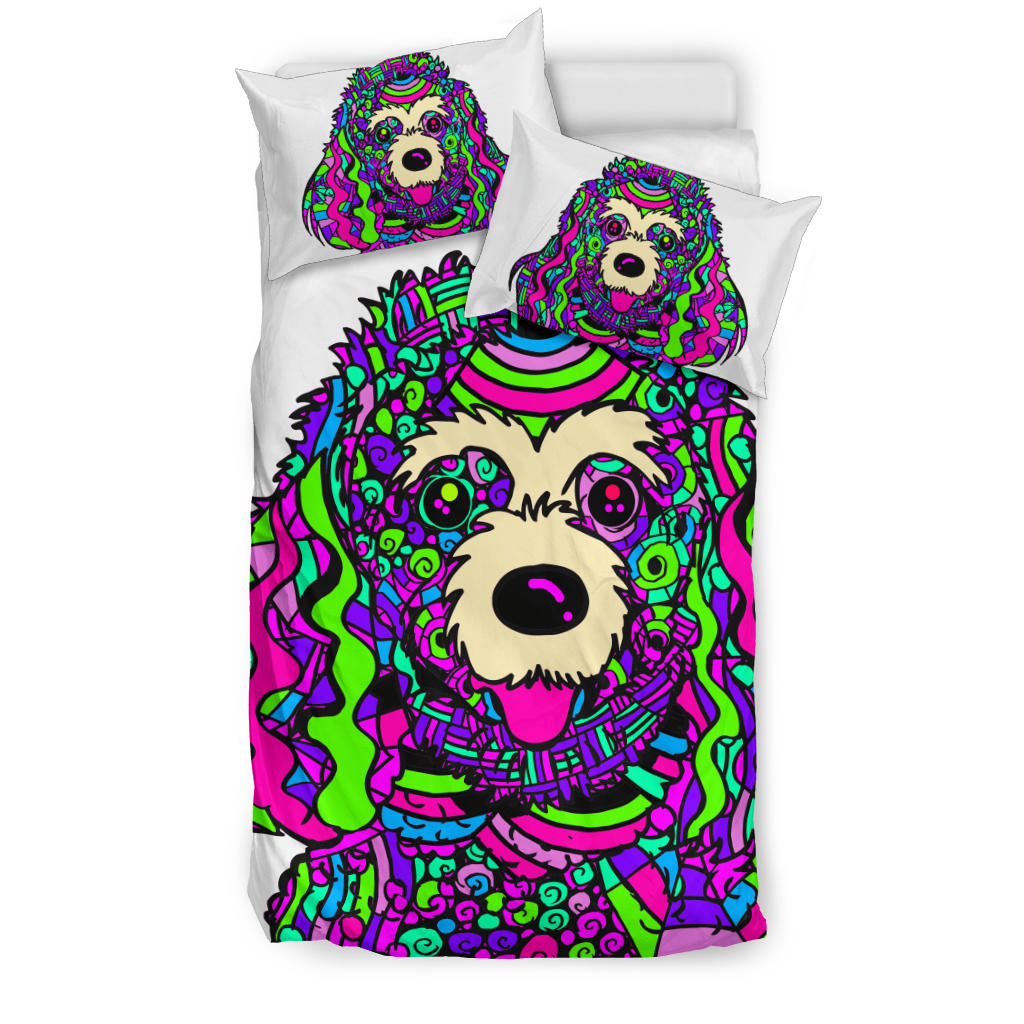 Poodle White Bedding Set – Duvet / Comforter Cover And Two Pillow Covers –  Art By Cindy Sang – Jillnjacks Exclusive