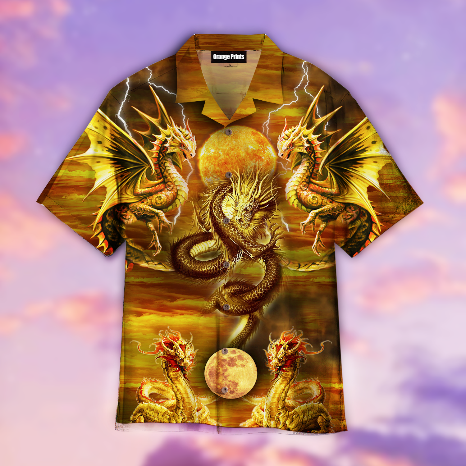 Golden Dragon Yellow Hawaii Shirt For Men Women Ha87693