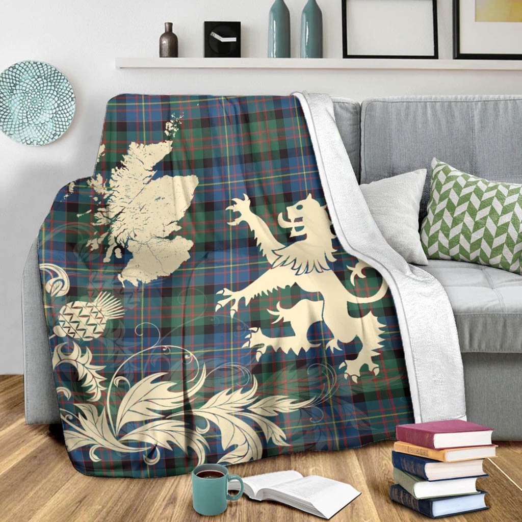 Tartan Blanket Cameron Of Erracht Ancient Tartan Scotland Lion Thistle Map Plaid Blanket