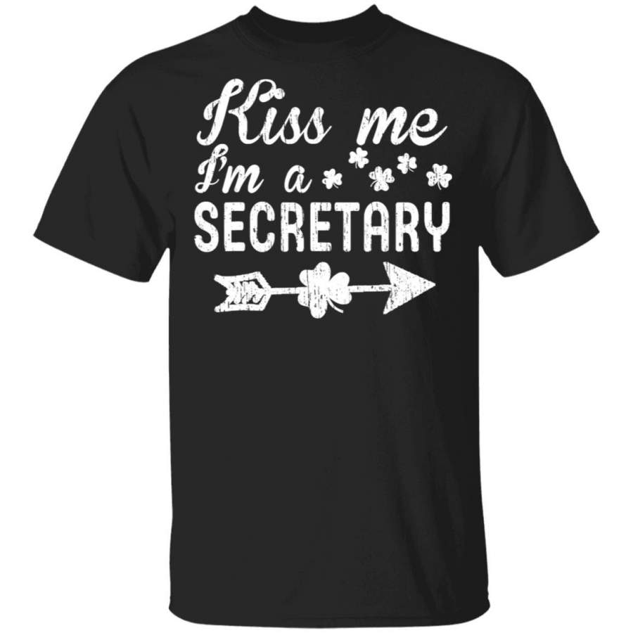 Vintage Kiss me i’m a Secretary shamrock Fun St Patrick Day T Shirt Saint Paddys Patricks Tshirt Lucky Shirts Drink Green Beer Irish Gifts Funny Tee