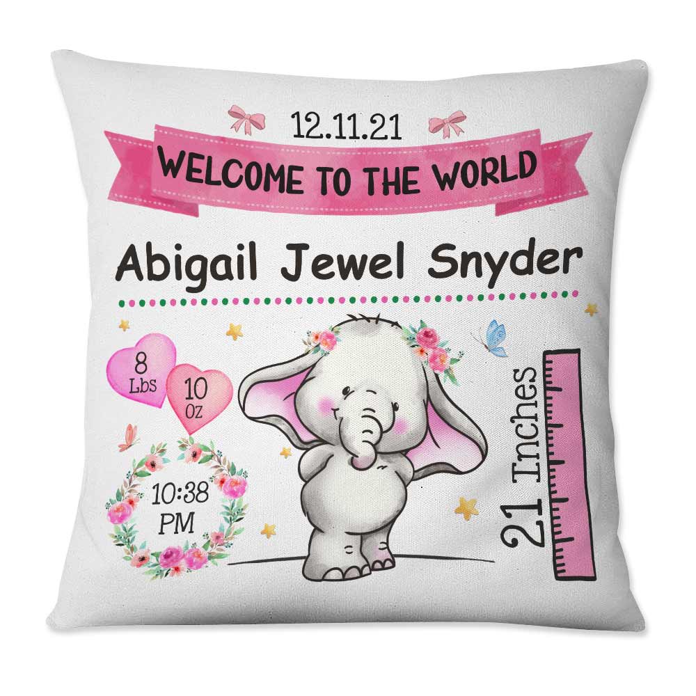 Personalized Elephant Baby Mom Grandma Son Grandson Daughter Granddaughter Pillow Nb1511 24O57