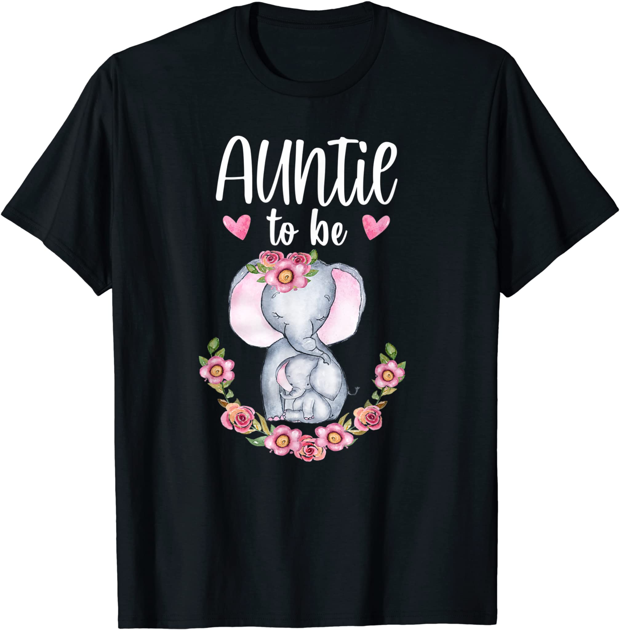 Auntie To Be Elephant Baby Shower Floral T-Shirt