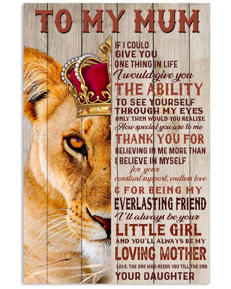 To My Mum Lion Poster Poster And Canvas, Wall Decor, Wall Art, Canvas Instructure, Wall Art Gift For Mother’S Day 2021