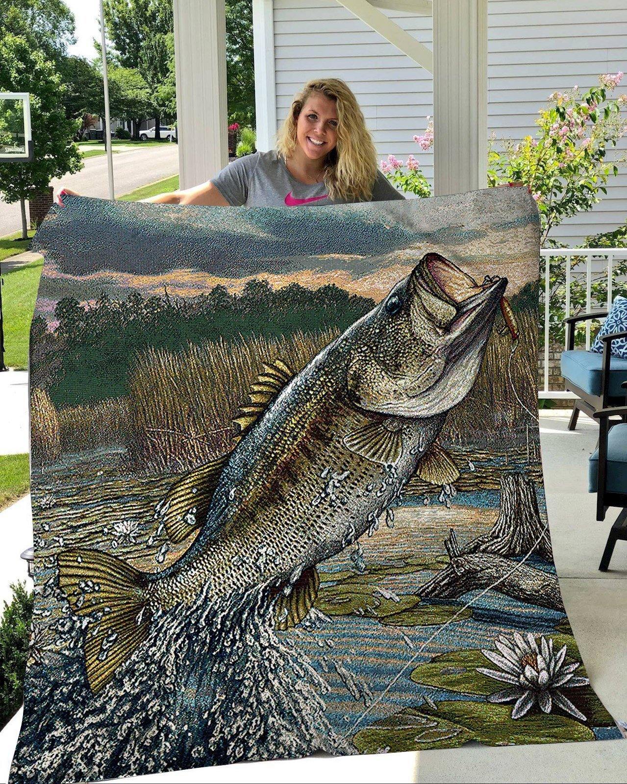 Bass Fishing – Unique Gifts Ideas For Home Decor Gifts For Family – Fleece Blanket Sherpa Blanket