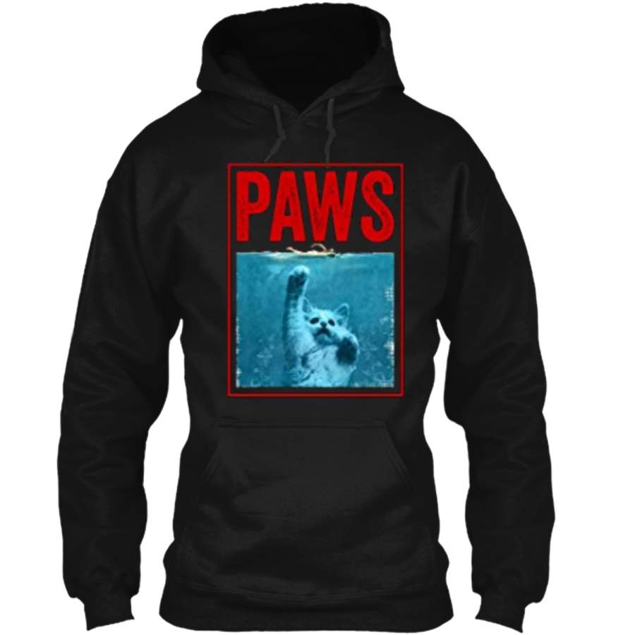 PAWS Funny Cat Kitten  For Shark And Cat Lovers Pullover Hoodie 8 oz