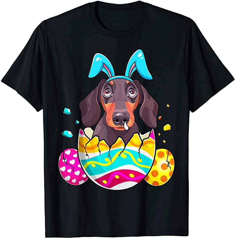 Dachshund Bunny Ears Eggs Easter Day Gift Mens Womens Kids T-Shirt