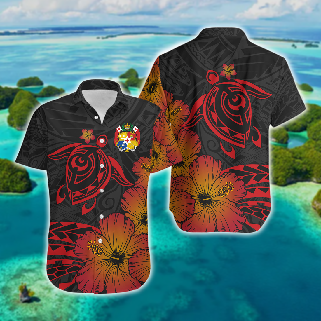 Tonga Turtle Flowers Hawaii Shirt For Hot Summerr