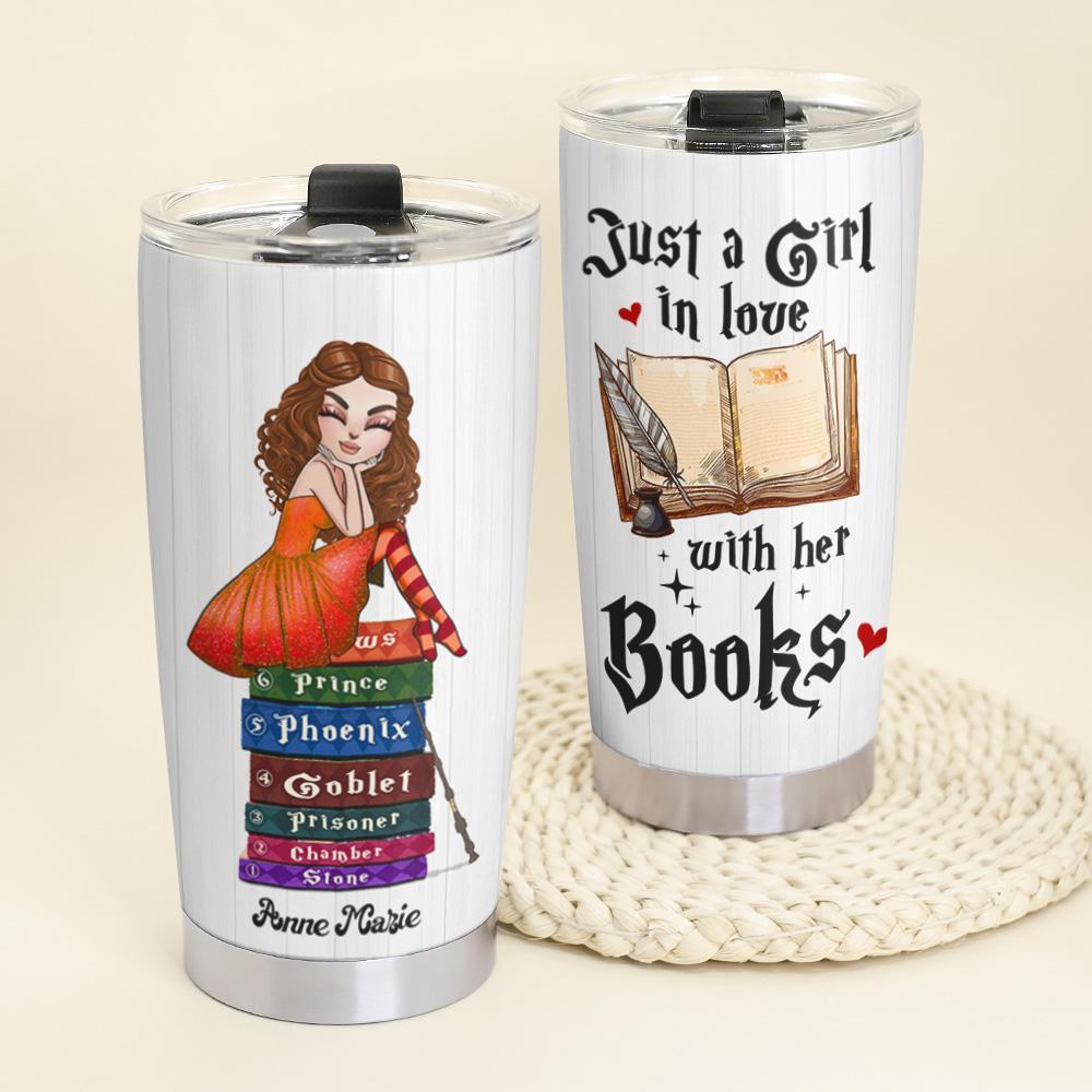 Personalized Halloween Gift Tumbler Ideas For Girls, Book Lover, Just A Girl In Love With Her Books – Custom 20Oz Stainless Steel Tumbler