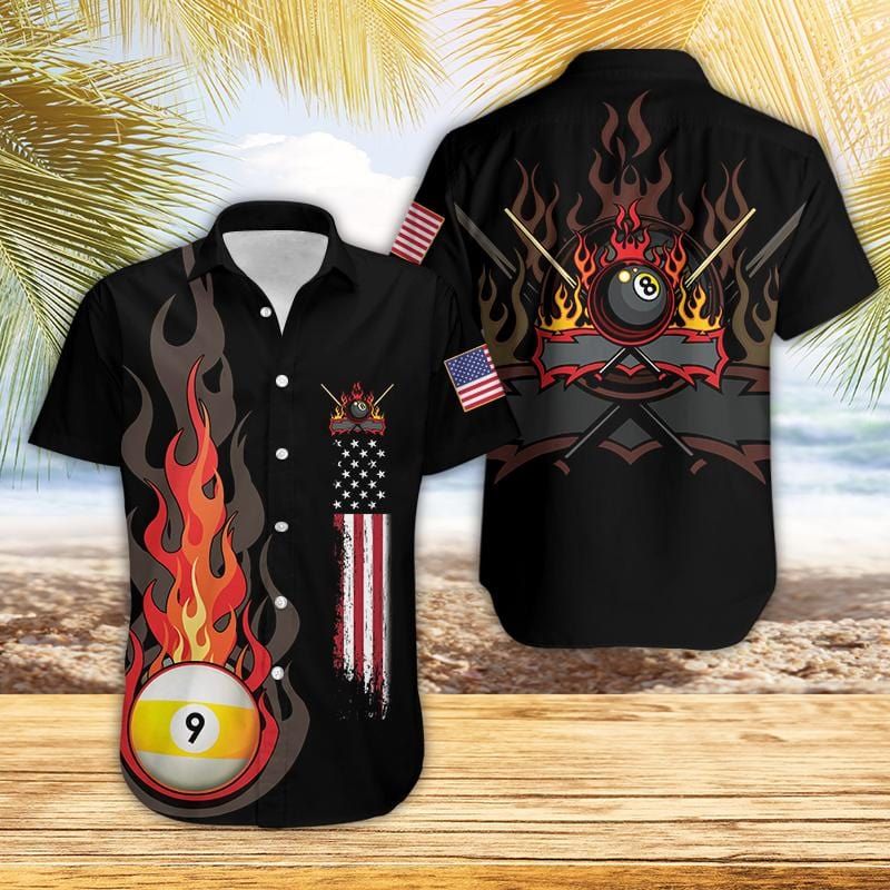 Flame 9 Ball Billiard Hawaii Shirts Dh Ha69237