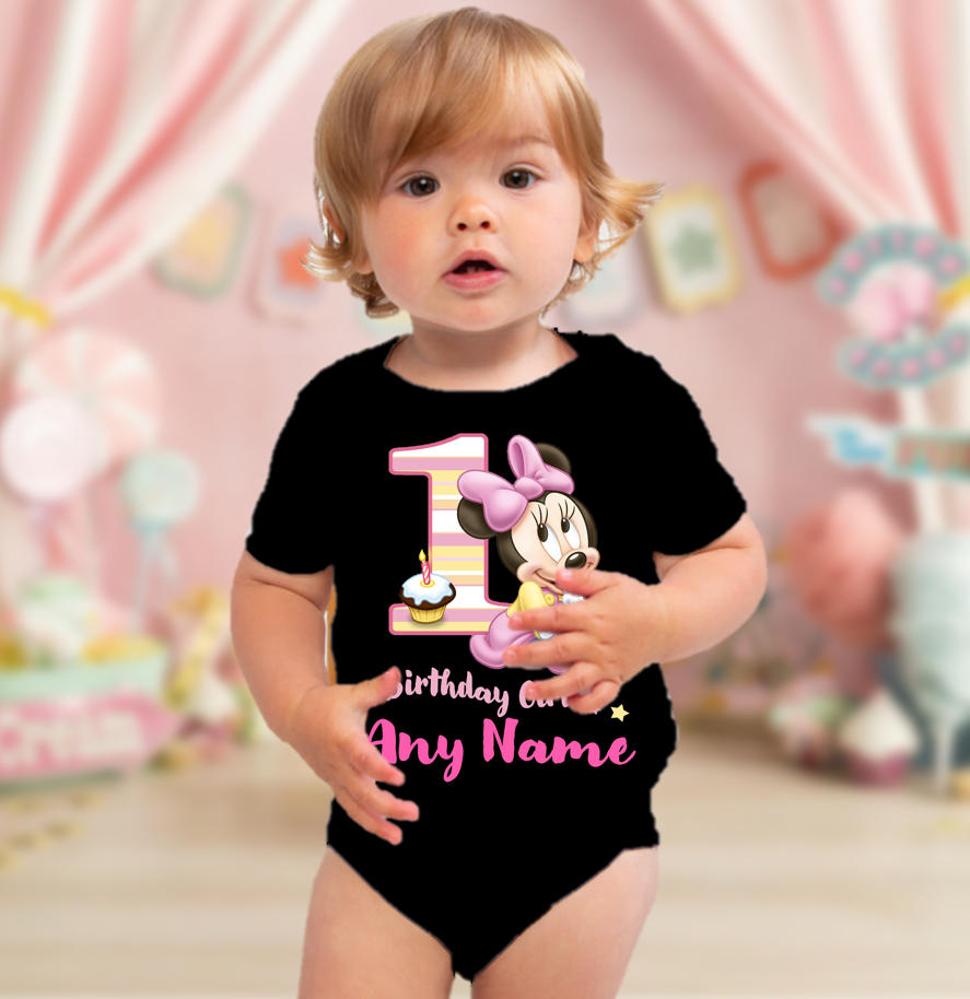 Baby Minnie Mouse Birthday Party Personalized Color T Shirt Or Onesie – All Sizes – Bmm0026