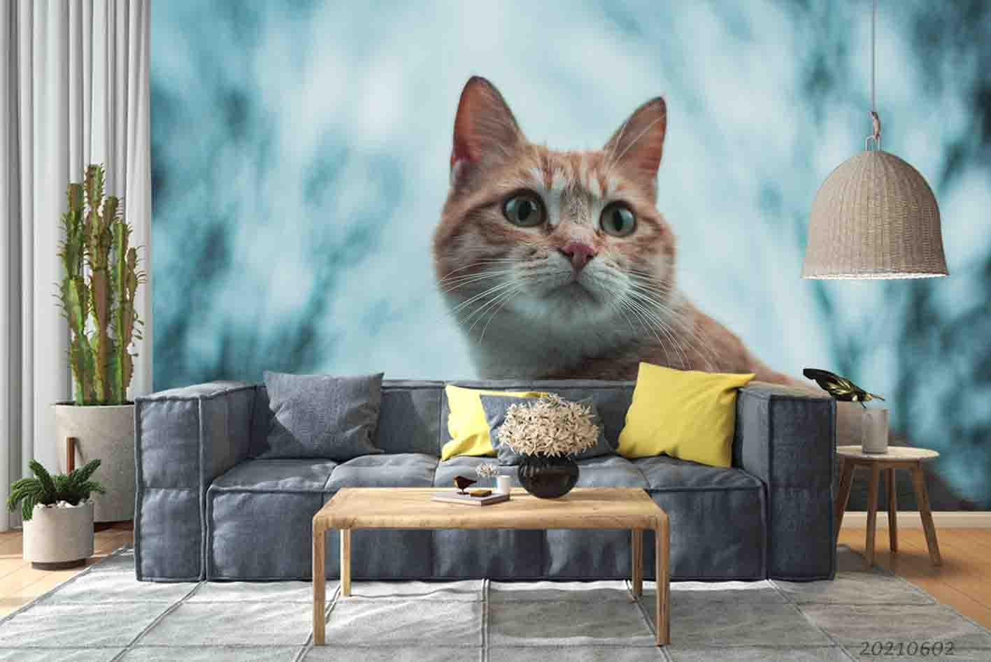 3D Cute Animal Cat Realistic Wall Mural Wallpaper Sww1013