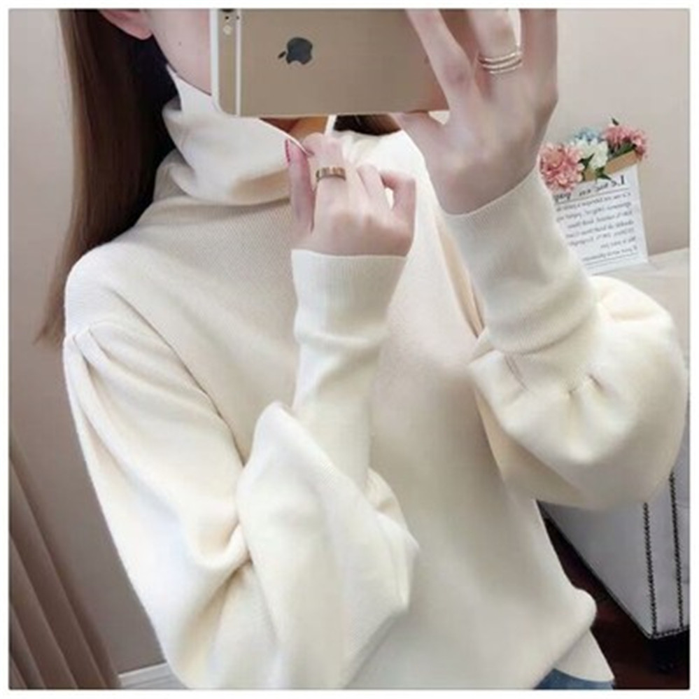 Women 2021 Autumn Winter Turtleneck Solid Color Full Sleeve Slim Fit Sweater Female Clothes Knitted Pullover Jumper Tops ZY5814 alx