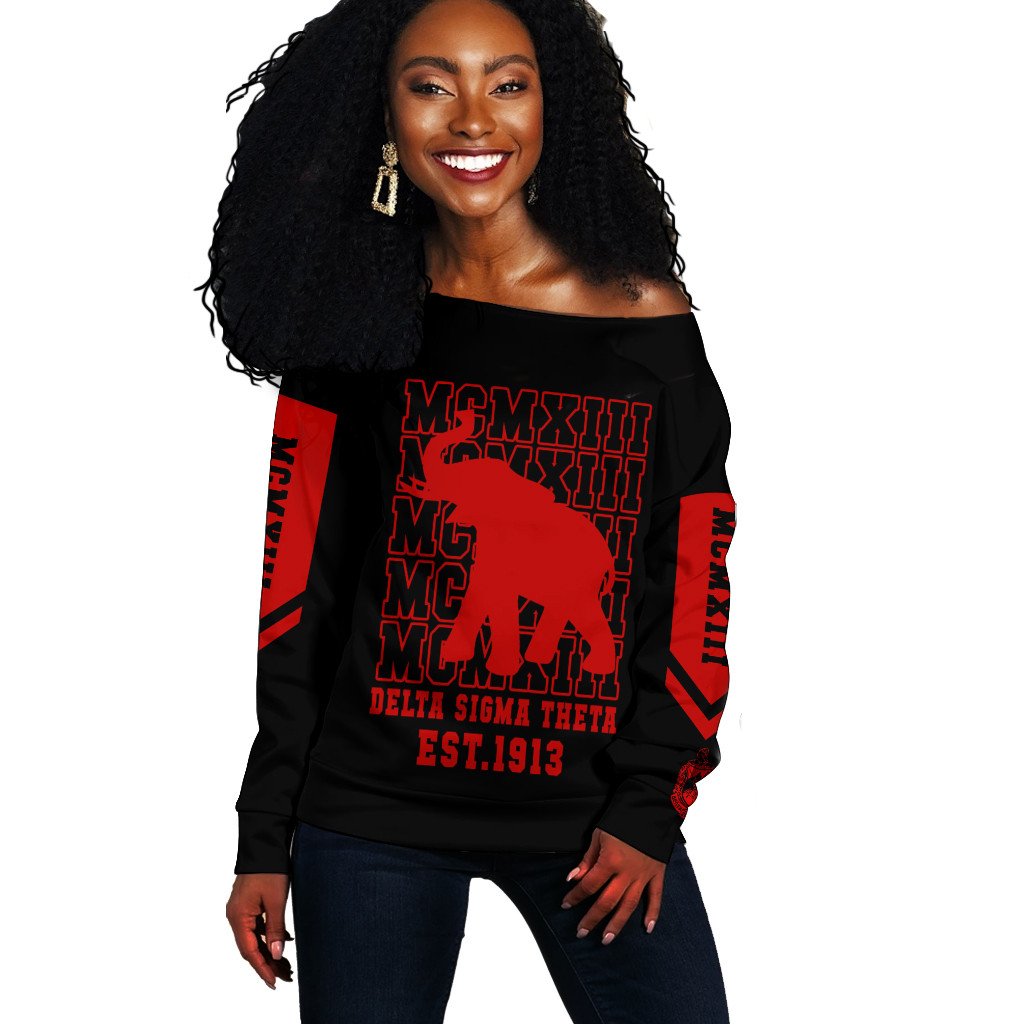 Sorority Sweatshirt – Delta Sigma Theta Mcmxiii Black Off Shoulder Sweater