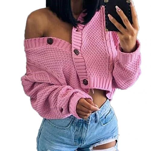 Women Knitted Cardigan Coat Jacket New Women Casual Autumn Twist Knitted Short Jacket Loose Cropped Sweater Buttons Cardigan alx