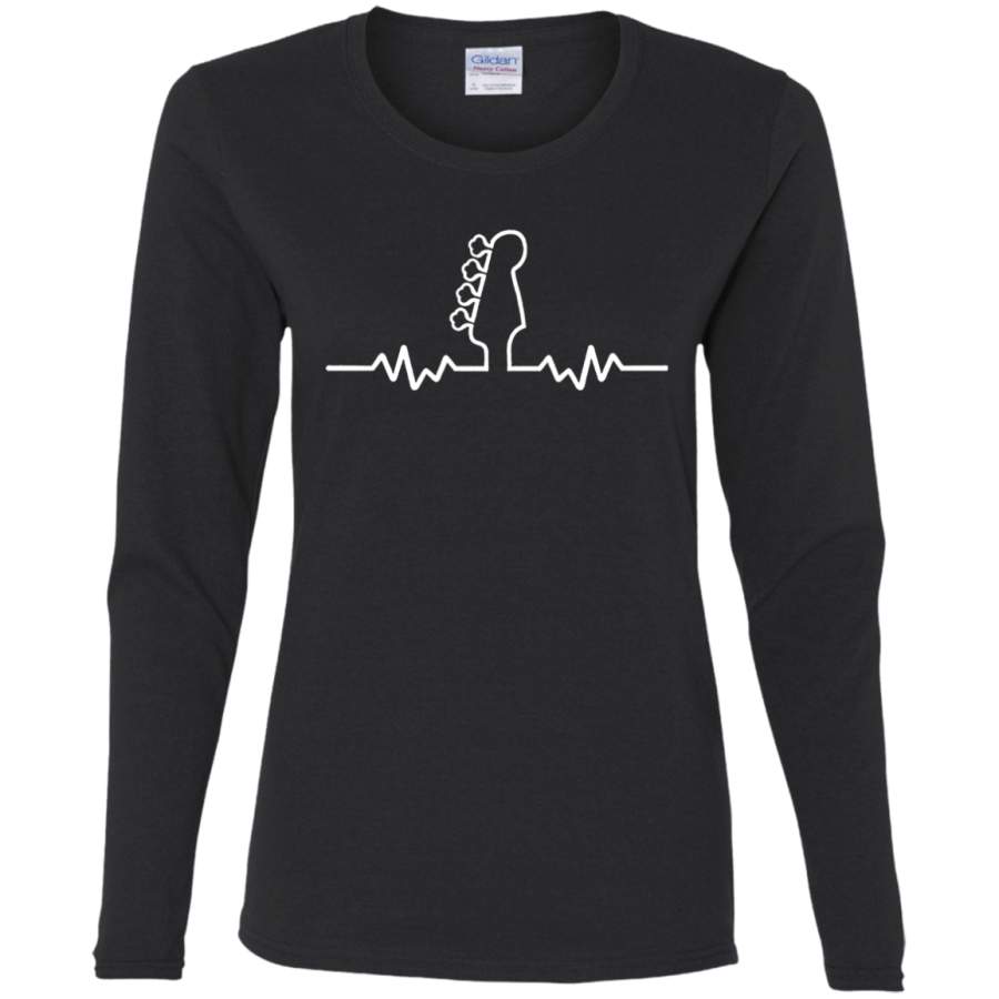 AGR BASS GUITAR HEARTBEAT Ladies’ Cotton LS T-Shirt