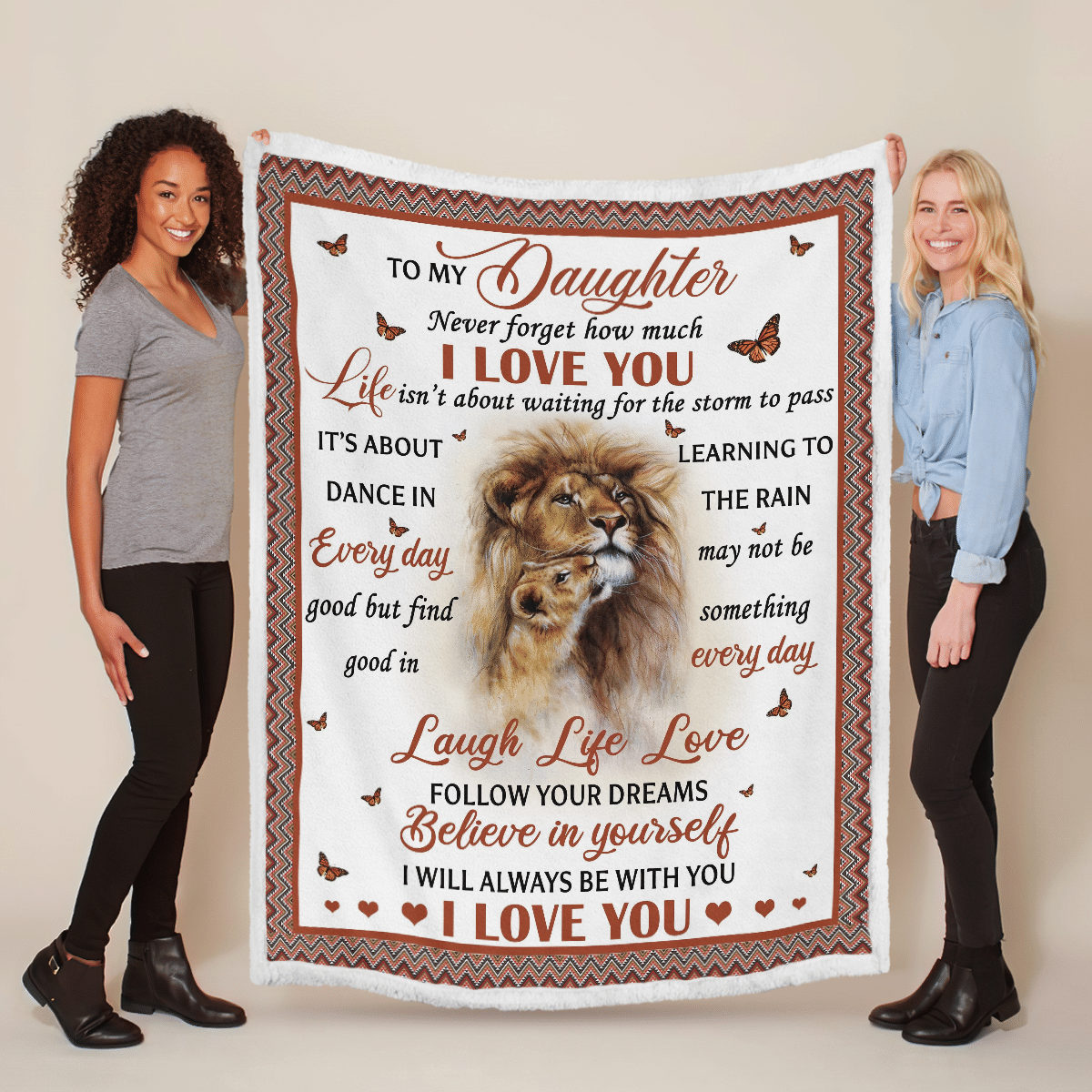 Wooni To My Daughter Never Forget I Love You – Lion Sherpa Blanket Wbl080322132