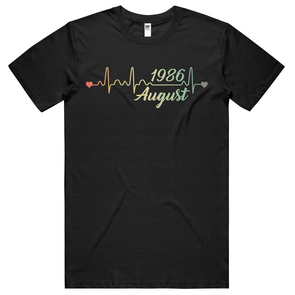 Retro August 1986 Heartbeat 34 Years Old 34Th Birthday Gifts T Shirts