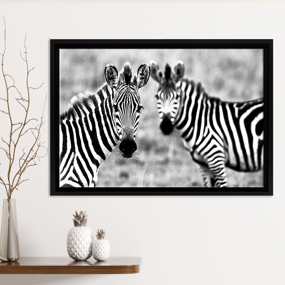 Wild African Zebras Framed Canvas Print – Canvas Painting, Canvas Art, Wall Art, Wall Decor