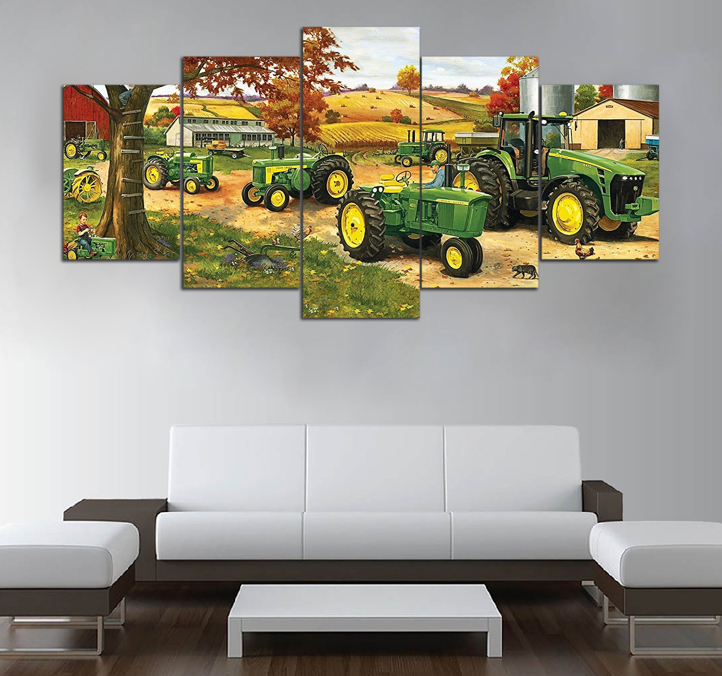 5-Piece Jd Tractor Art Printed Canvas Wall Art