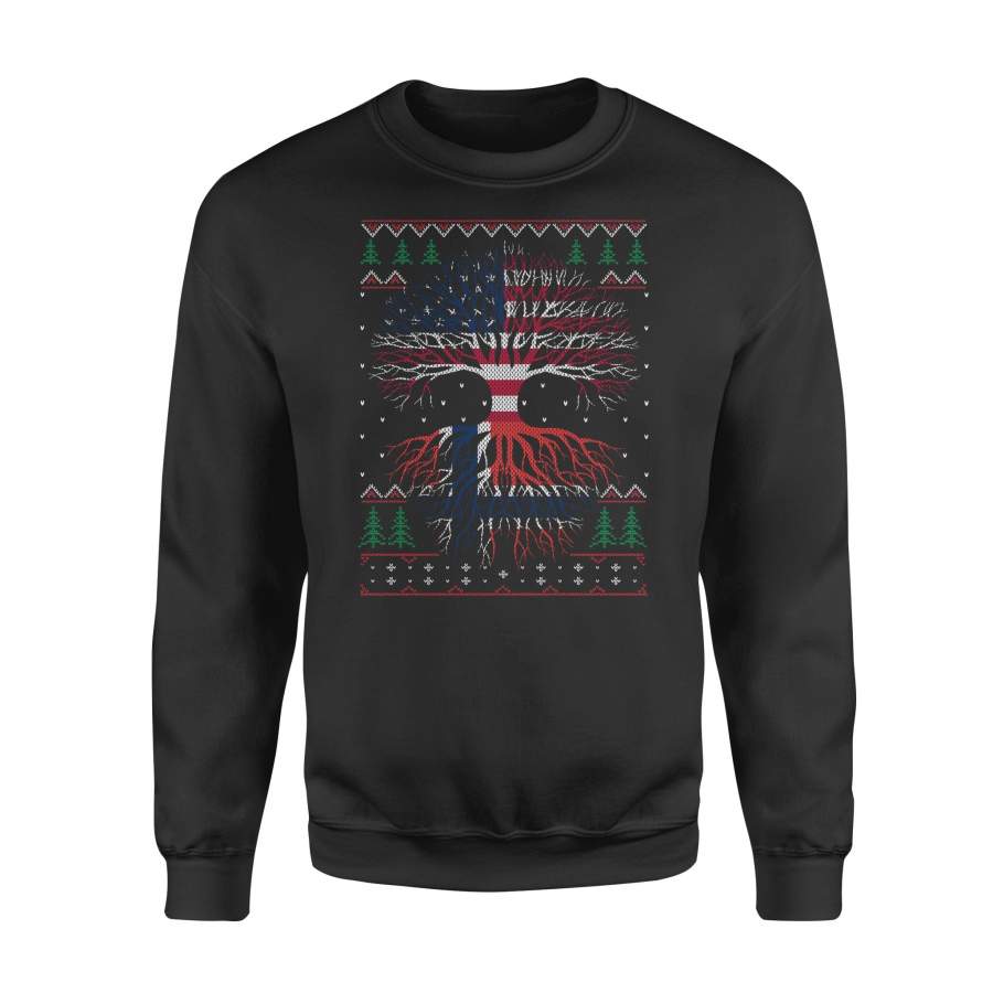 YOLOstuff Norwegian Roots American US Grown Flag Ugly Christmas – Standard Fleece Sweatshirt