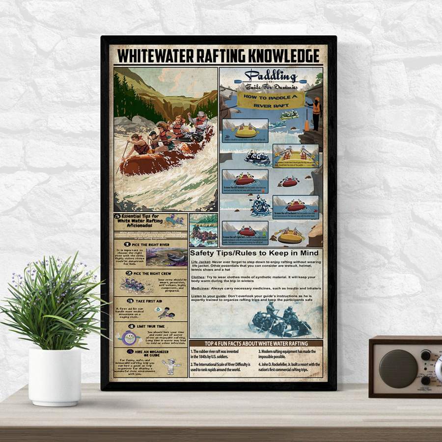 Wozoro Unframed Poster Wall Art Whitewater Rafting Knowledge Size 11×17, 16×24, 24×36 inch