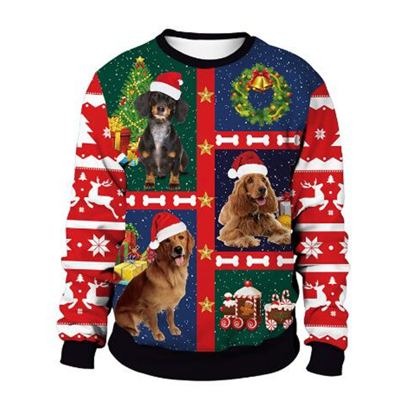 Clothing Wholesale Unisex Men Women 2022 Ugly Christmas Sweater Santa Elf Christmas Funny Fake Hair Sweater Autumn Winter Tops alx