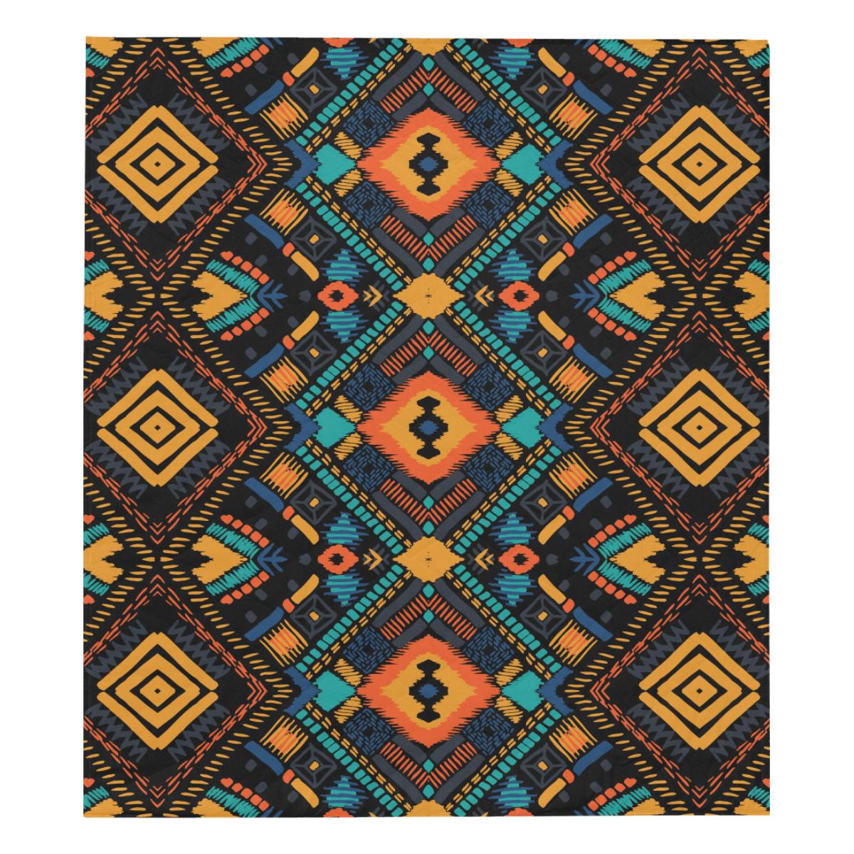 Kente Pattern Print Design 04 Premium Quilt