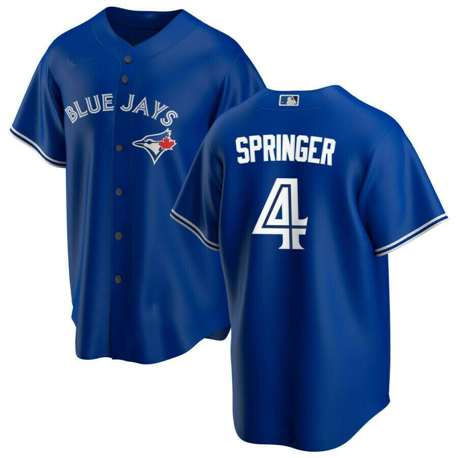 George Springer Toronto Blue Jays #4 Blue All Over Print Baseball Jersey For Fans