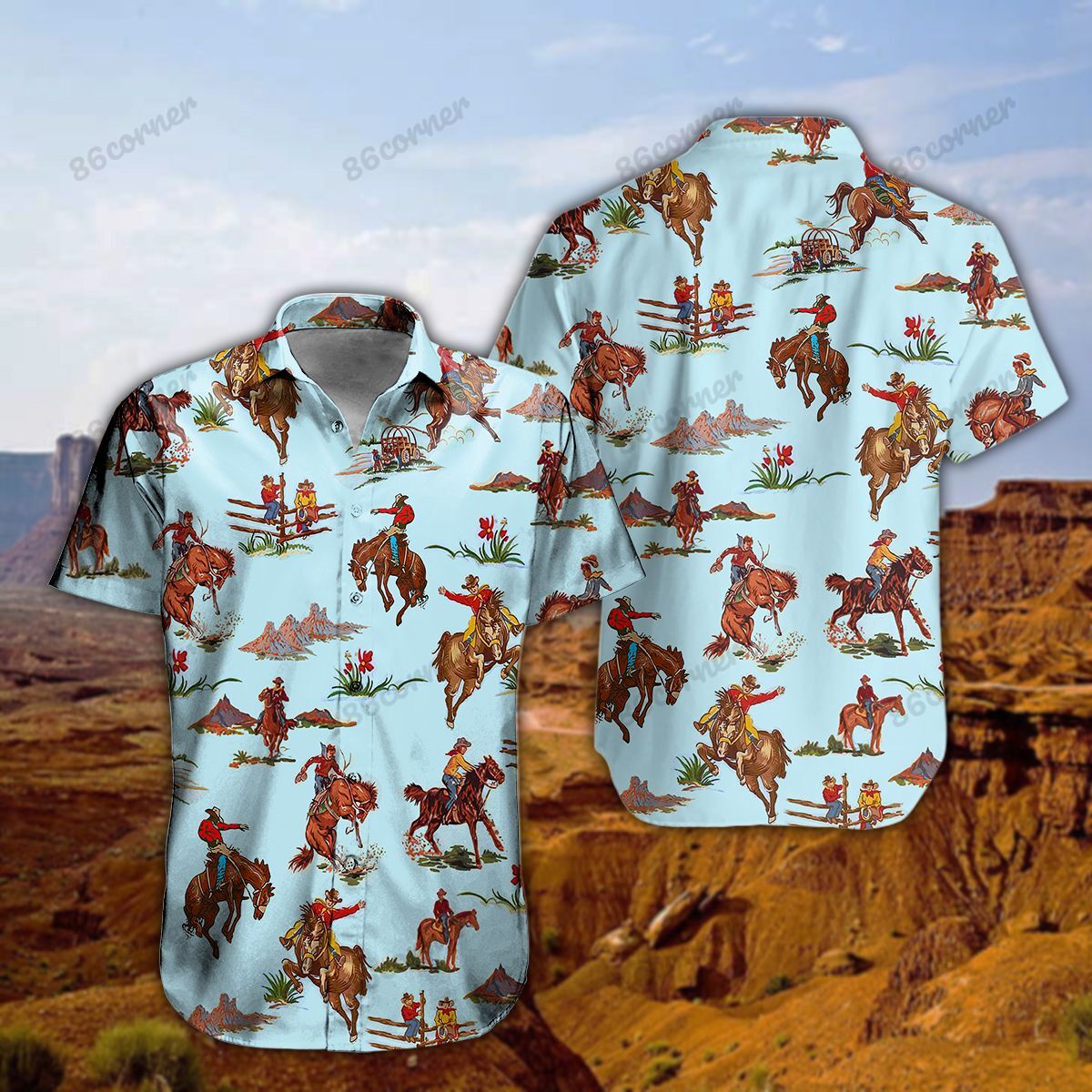 Horse Blue Desert Hawaiian Shirt Ha77001