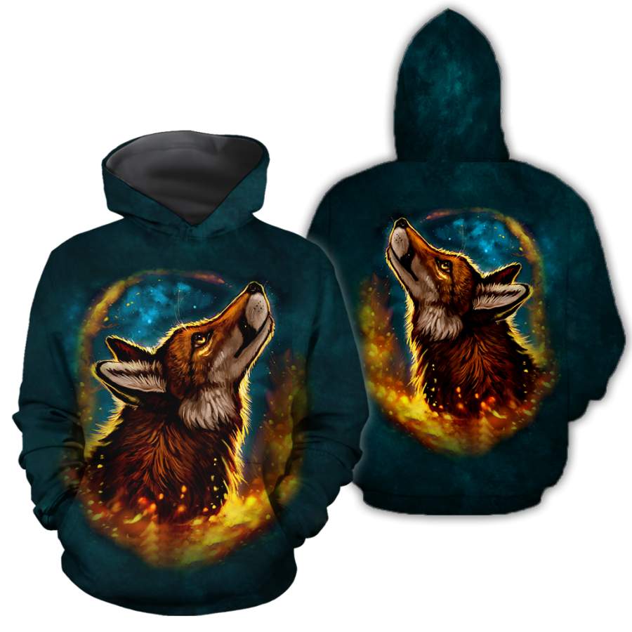 Wolf 3D All Over Printed Unisex Deluxe Hoodie ML