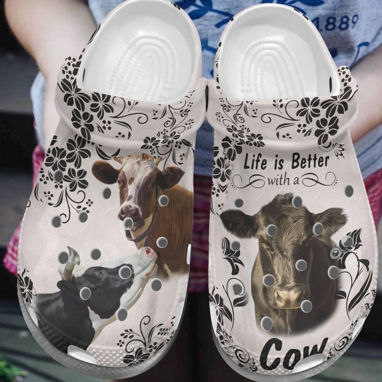 Cow Personalized Clog, Custom Name, Text, Color, Number Fashion Style For Women, Men, Kid, Print 3D Life Is Better With A Cow