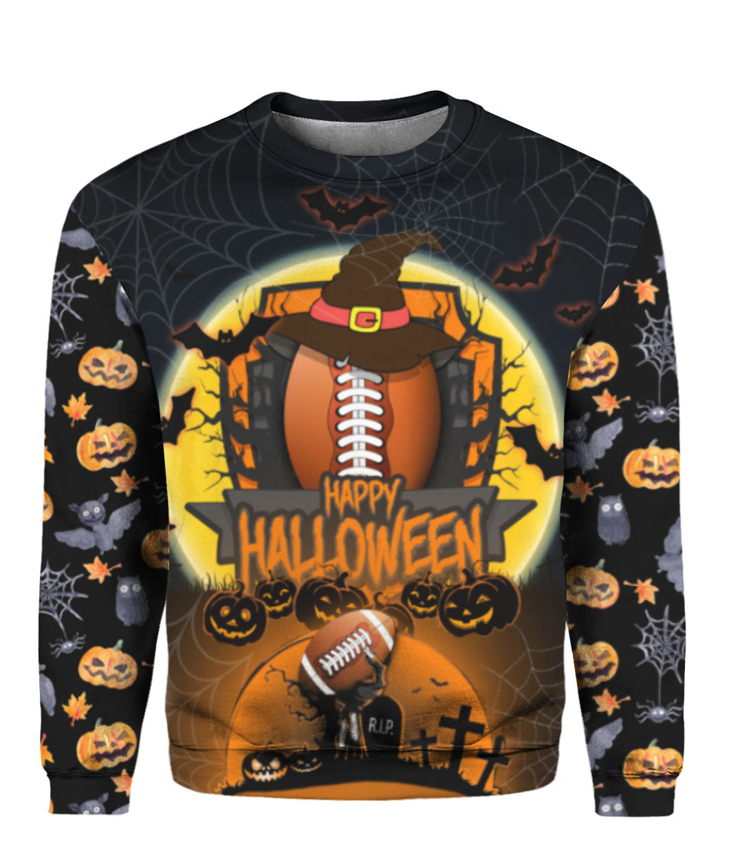 Amazing Football Halloween Crewneck Sweatshirt All Over Print Sweatshirt For Women Sweatshirt For Men