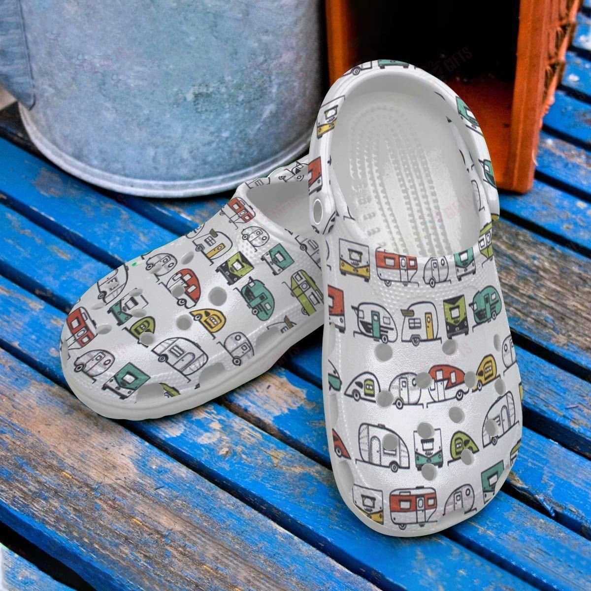 Camping Crocss Classic Clog Camping White Pattern Shoes