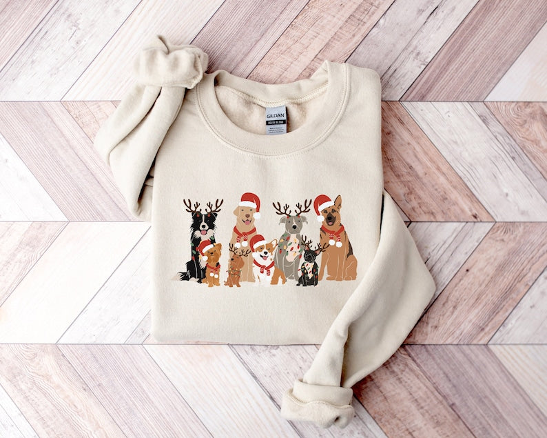 Dog Lover Christmas Sweatshirt 2D Crewneck Sweatshirt All Over Print Sweatshirt For Women Sweatshirt For Men Sws4798