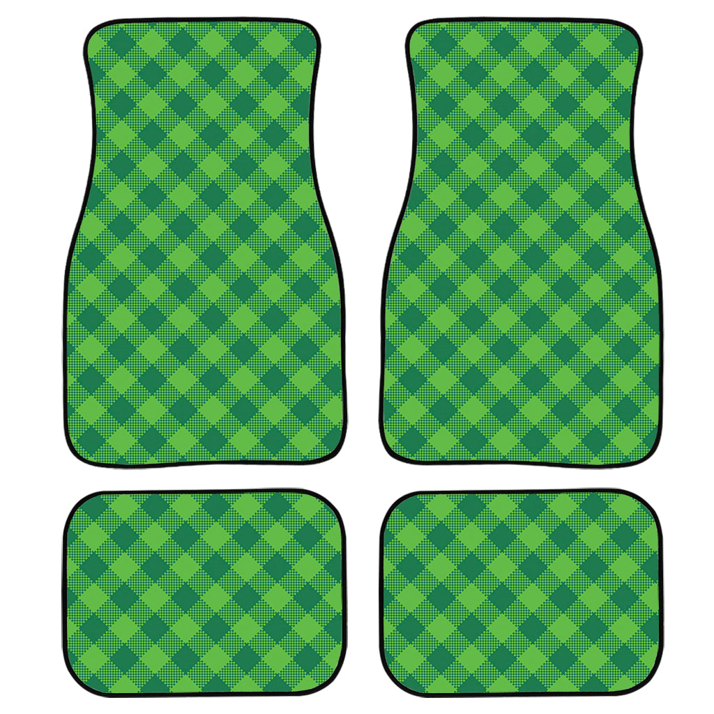 Green Plaid Saint Patrick’S Day Print Front And Back Car Floor Mats, Front Car Mat