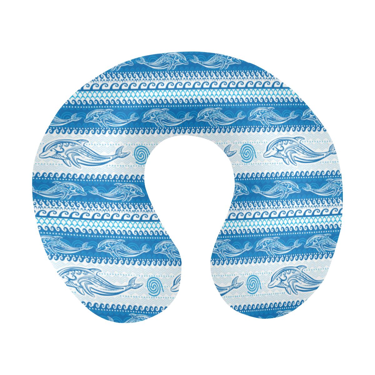 Dolphin Tribal Print Pattern U-Shaped Travel Neck Pillow