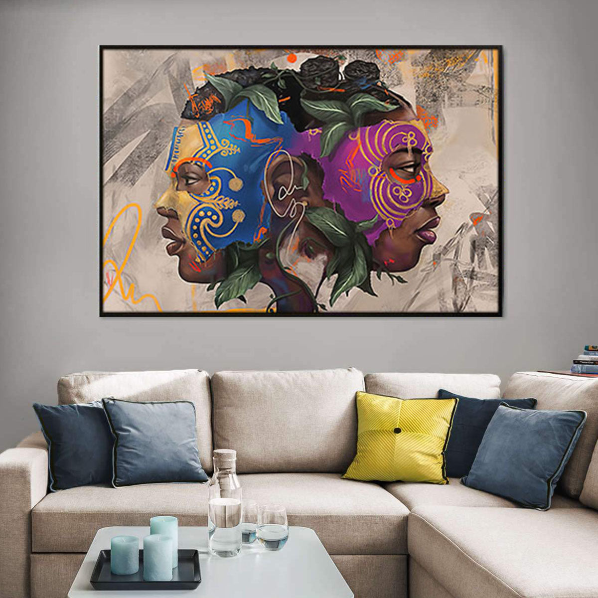 Black African American Canvas Holiday Afro Art Print Canvas Praying Queen Black King Living Room Wall Appealing Wall Of Art