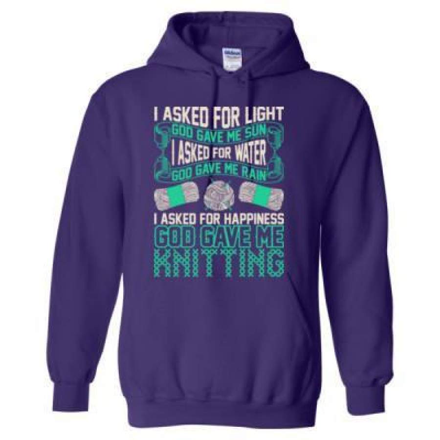 AGR I Asked For Light God Gave Me Sun I Asked For Water God Gave Me Rain I Asked For Happiness God Gave Me Knitting – Heavy Blend™ Hooded Sweatshirt