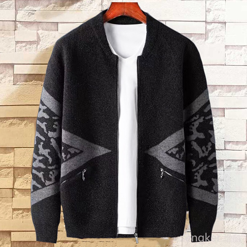 Tide brand man autumn and winter new fat guy cardigan sweater plus size casual warm jacket 13XL 12XL cardigan men alx