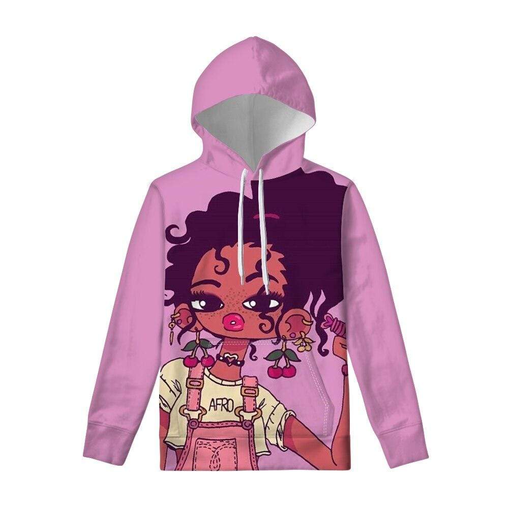 Afro Pink Girl Hoodie Personalized Custom Name #V