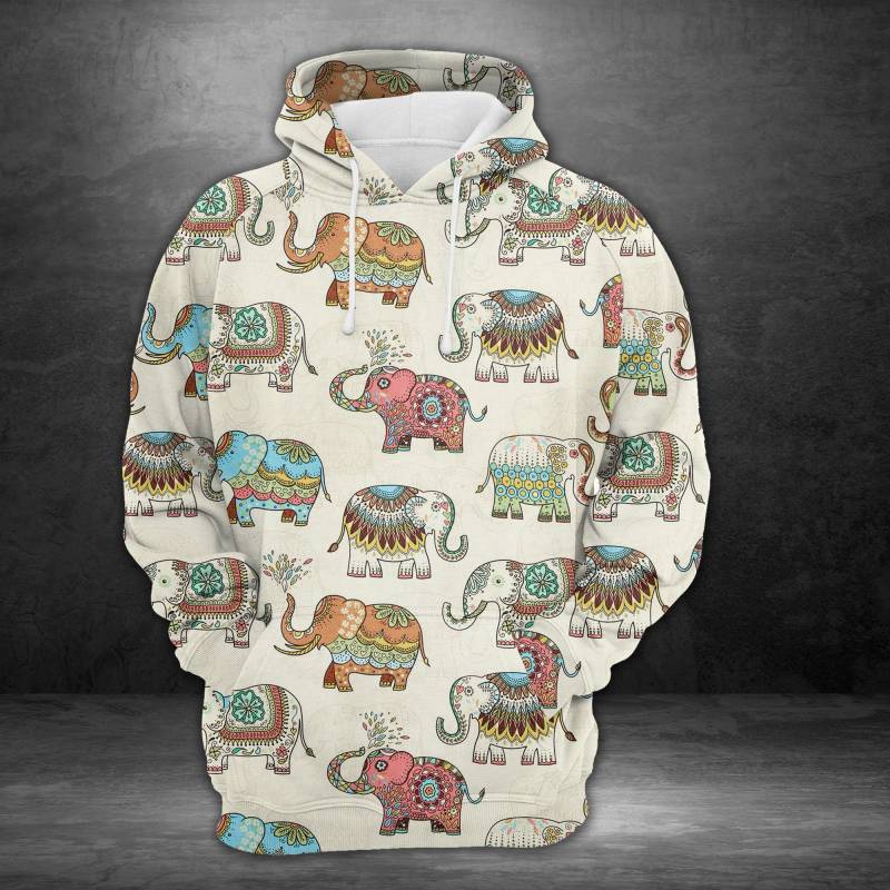 Mandala Elephant Spraying Water H27407 – All Over Print Unisex Hoodie