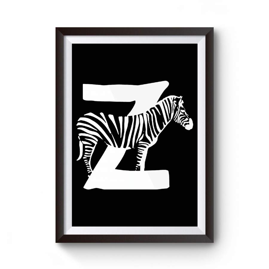 Zebra Letter Z Alphabet Animal Poster