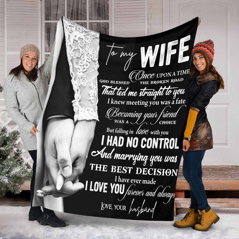 To My Wife Blankets ,Fleece Blanket, Mink Blanket,Sherpa Blanket, Anniversary Special Birthday Gift Wife Family Home Decor Bedding Couch Sofa Soft And Comfy Cozy