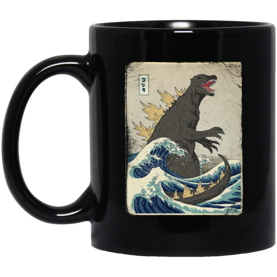 The Great Godzilla off Kanagawa Mug Black Mug
