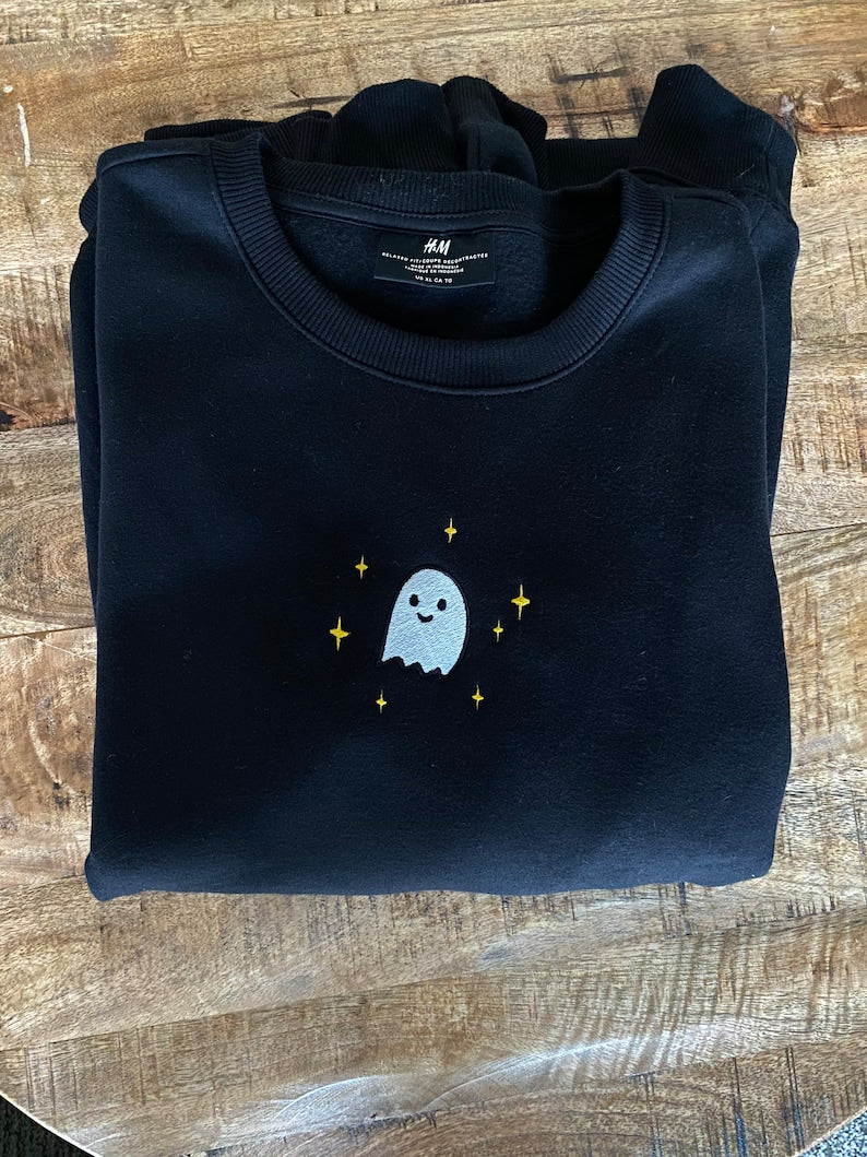 Ghost Halloween Embroidered Sweatshirt Crewneck Sweatshirt All Over Print Sweatshirt For Women Sweatshirt For Men Sws2756