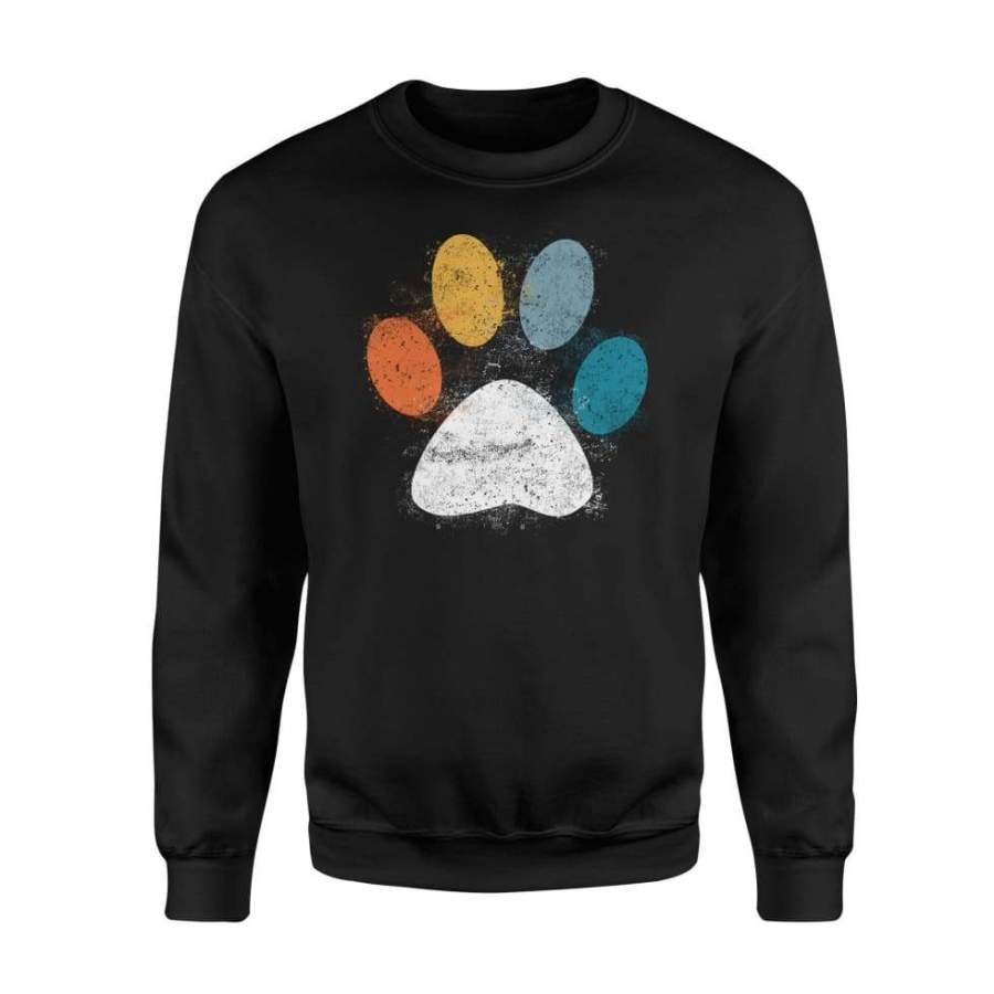 Vintage Dog Puppy Dog Paw Print Dog Love Pet Paw – Standard Fleece Sweatshirt